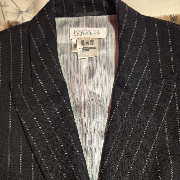 Womens Vintage Escada By Margaretha Ley  Black Striped Women's Blazer Sz 10/12 - Picture 5 of 11